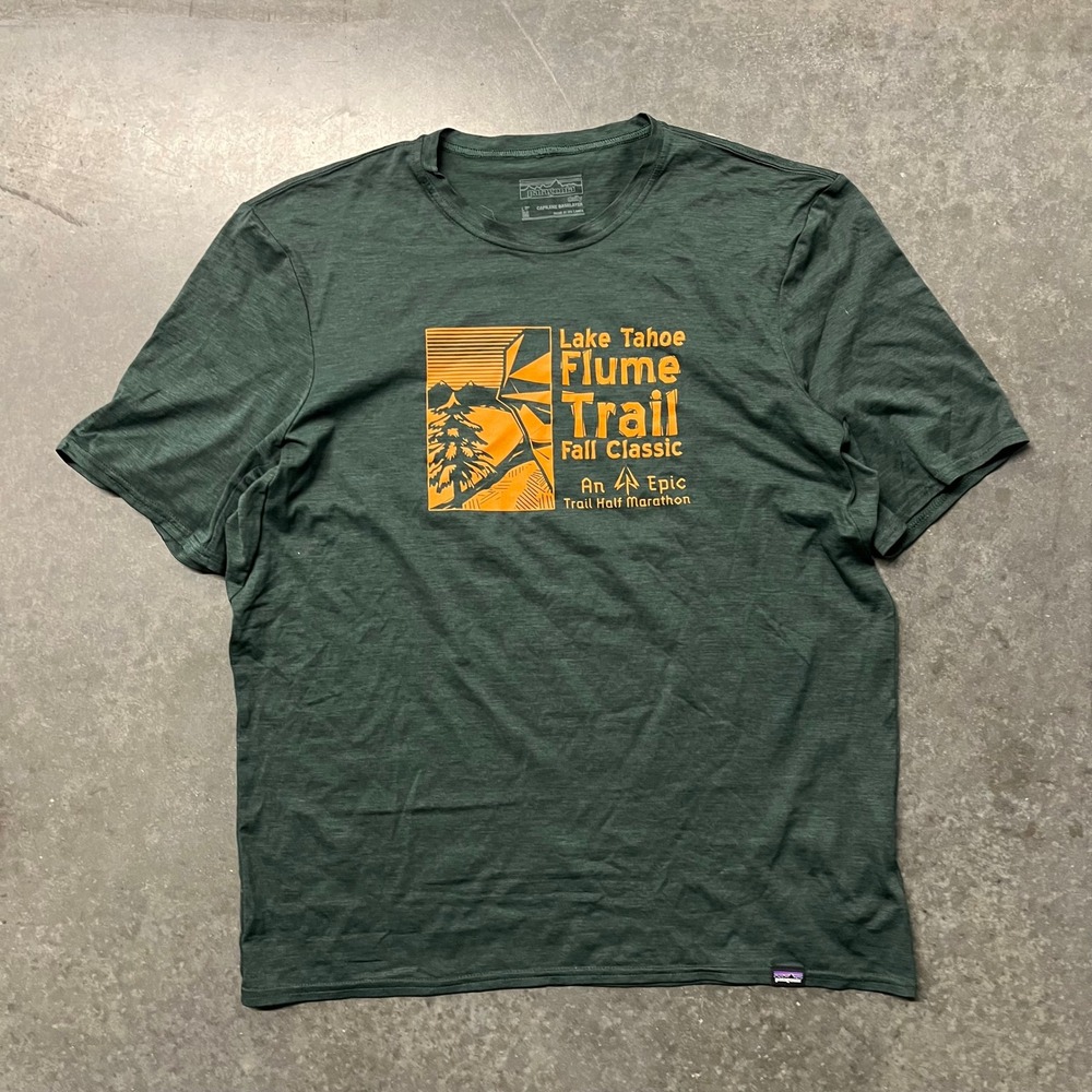 Patagonia Capilene Daily Lake Tahoe Flume Trail Classic Shirt Mens Medium Green